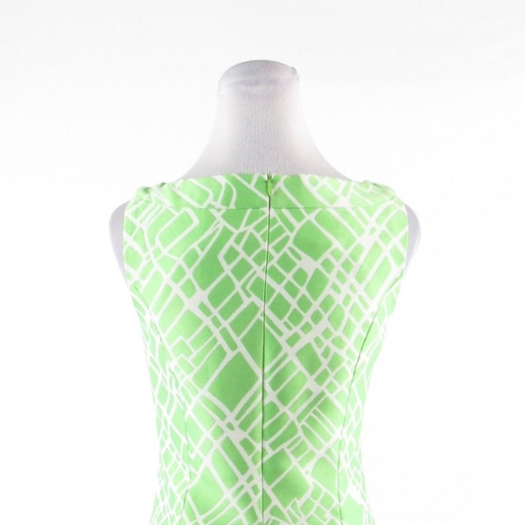 Bright green white  DONCASTER sheath dress 4 - Picture 8 of 8